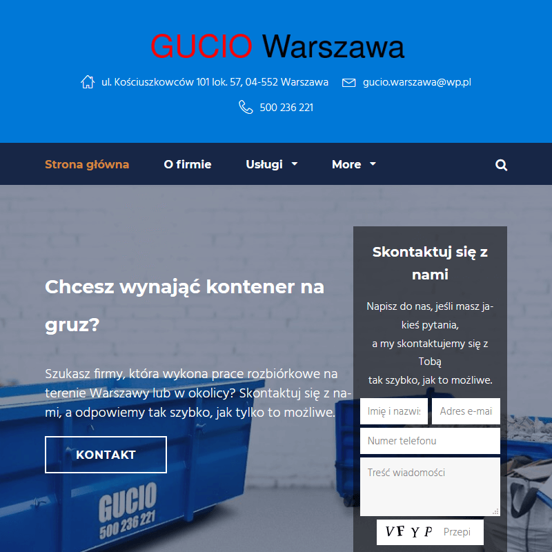 Warszawa kontener na gruz
